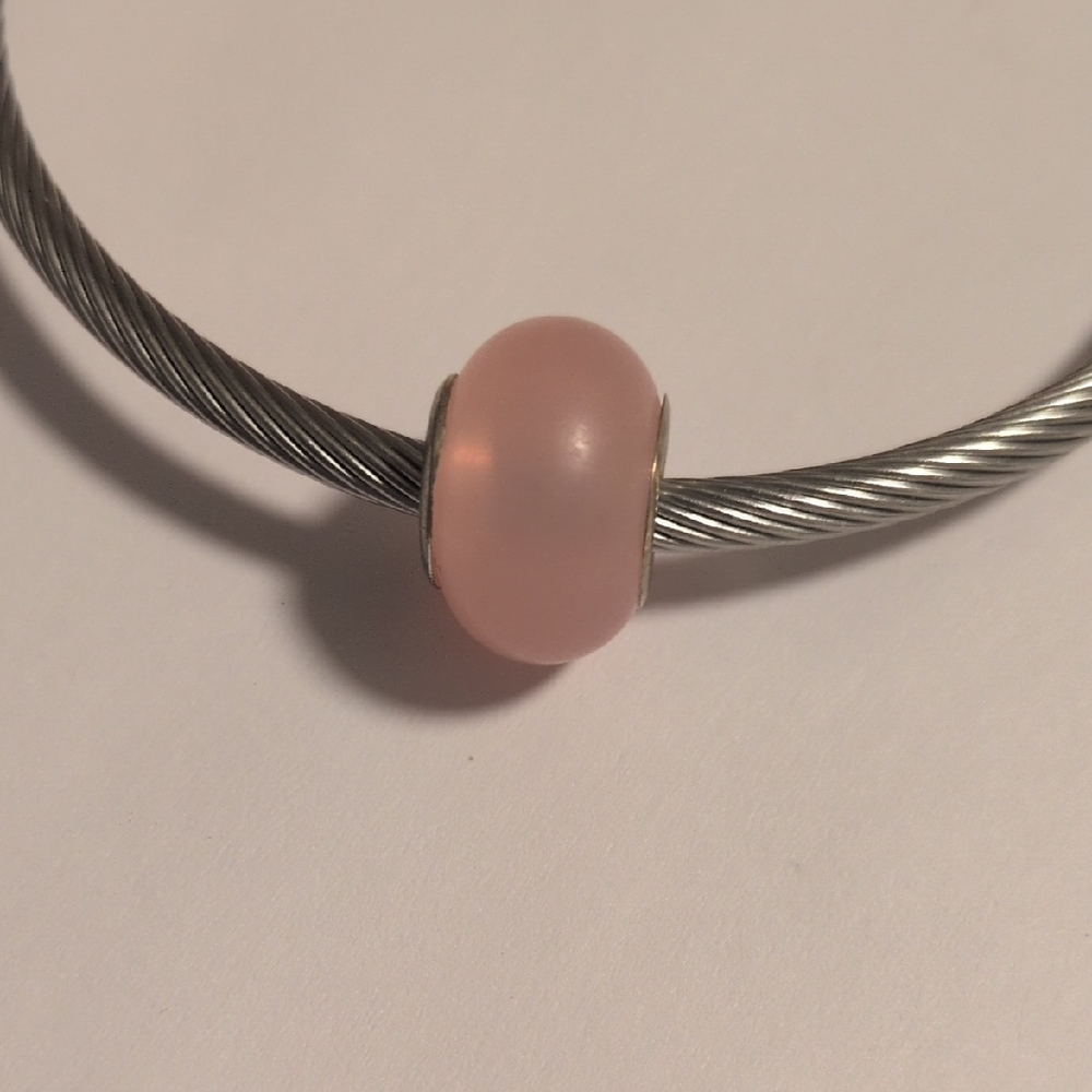 Silver Pink Charm for Pandora Style Bracelet